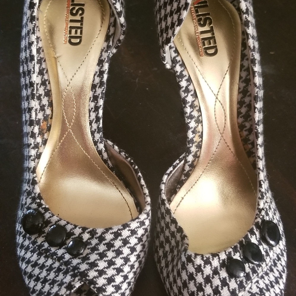 Unbranded brand houndstooth peep toe heels